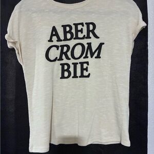 Abercrombie & Fitch Cream Top with Black Lettering